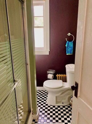 Shower, eco-friendly toiletries, hair dryer, towels