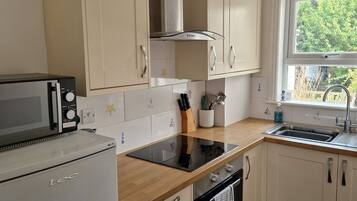 Fridge, microwave, oven, electric kettle