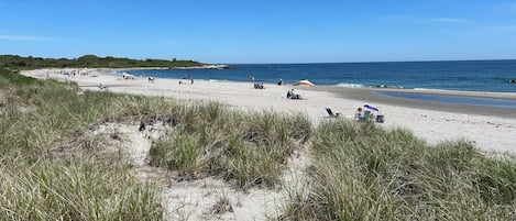 On the beach, white sand