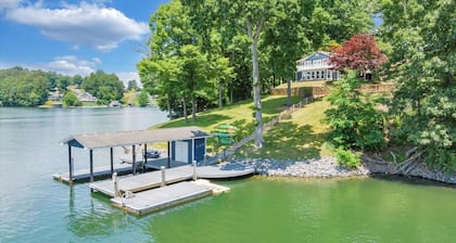 Private Lakefront Home W/ Dock, Fire pit, outside shower & Hot tub