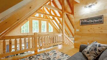 Smart TV, fireplace, DVD player, books