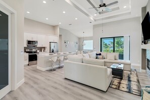 Smart TV, fireplace, books, music library - Beach Hoppers Poolhouse 1007 - Cape Coral 3b/2ba  with pool, Off-Water, HSW Internet (Cape Coral)