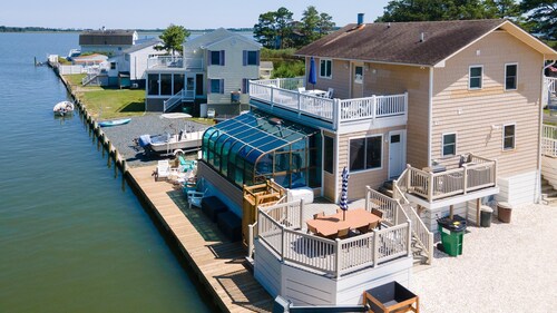 Bayside Bliss | Chincoteague Waterfront w/ Dock, Enclosed Porch Dining, Sunset Views & 4BR Comfort