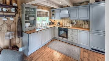 Fridge, dishwasher, coffee/tea maker