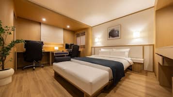 Premium bedding, desk, free WiFi, bed sheets