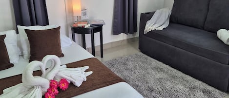 Individually decorated, individually furnished, laptop workspace