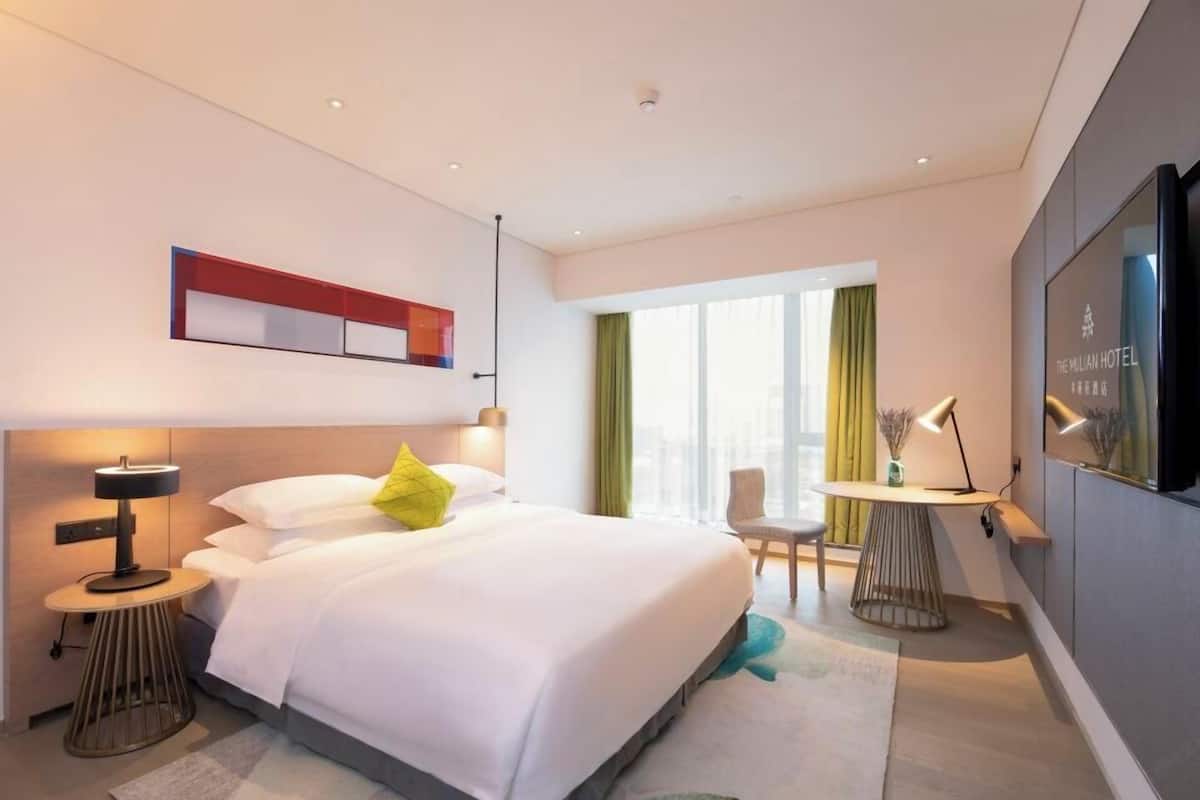 Business tweepersoonskamer, 1 queensize bed, niet-roken, uitzicht op stad | Beddengoed