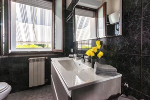 Dusche, Haartrockner, Bidet, Handtücher
