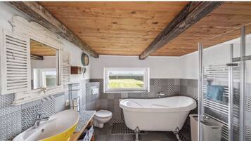 Hair dryer, soap, shampoo, toilet paper