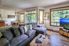 TV, fireplace
