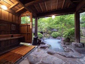 Superior Triple Room, Smoking, Terrace | Bathroom | Separate tub and shower, spring water tub, hair dryer, towels - TENKUU NO YUYA SANSOU HANAYUU (Oguni)