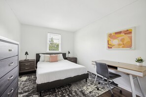 2 bedrooms, desk, iron/ironing board, travel cot