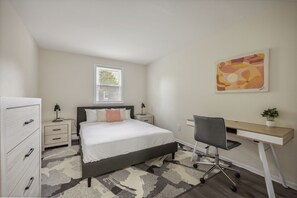 2 bedrooms, desk, iron/ironing board, travel cot