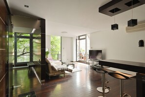 Smart TV, books, stereo