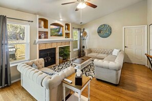 TV, fireplace, table tennis