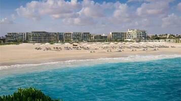 On the beach, white sand