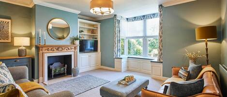 Télévision, cheminée, espaces bureaux