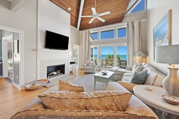 Condo, 3 Bedrooms | Living area - Oceanfront Elegance With A Pool 3 Bedroom Villa by Peace Vacations (Georgetown)