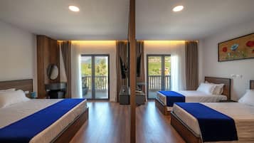 Deluxe Quadruple Room, Pool View | Free WiFi, bed sheets