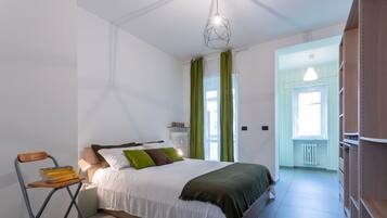 1 bedroom, desk, laptop workspace, iron/ironing board