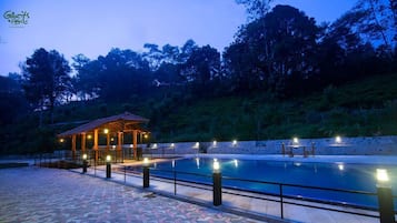 Outdoor pool, pool loungers