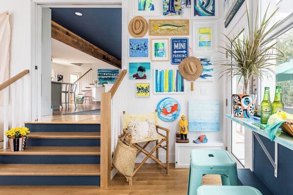 Interior - Happy Beach House steps from beach! Spa & Basketball court and colorful decor! (Hampton Bays)