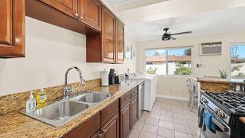 Fridge, microwave, oven, dishwasher