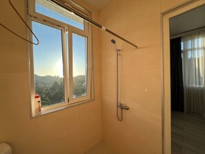 Basic Double or Twin Room, Sea View | Bathroom | Shower, slippers, towels - Family Hotel Gantiadi (Khelvachauri)
