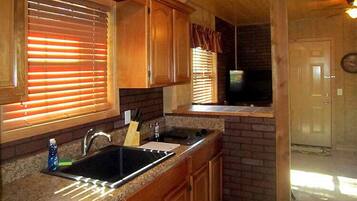 Fridge, microwave, coffee/tea maker, toaster