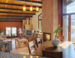 Televisión y chimenea 