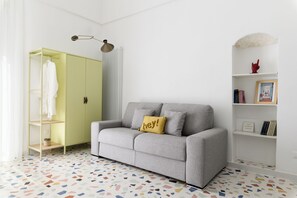 Condo, Sea View | Living area | 30-inch flat-screen TV with digital channels - Olivia in Wonderland by Wonderful Italy (Ostuni)