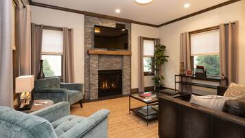 TV, fireplace, offices