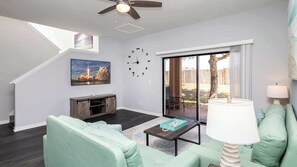 Townhome, Multiple Beds, Pool Access, Garden View (Just Beachy at Regal Palms) | Living area