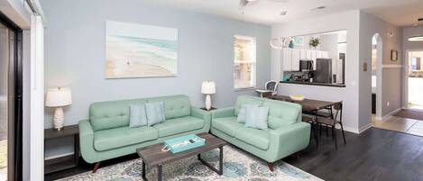 Townhome, Multiple Beds, Pool Access, Garden View (Just Beachy at Regal Palms) | Living area | 42-inch flat-screen TV with digital channels