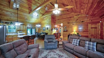 Cabin, Multiple Beds, Hot Tub, Mountain View (Heritage Hideaway 1) | Living area | Fireplace