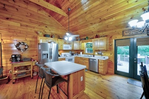 Cabin, Multiple Beds, Hot Tub, Mountain View (Heritage Hideaway 1) | Private kitchen | Coffee/tea maker