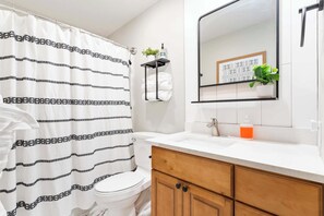 Condo, Multiple Beds, Patio, Garden View (Stone Creek Retreat) | Bathroom | Combined shower/bathtub, hair dryer, towels - Stone Creek Retreat 2 BR Home! (Branson)