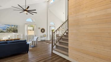 House, Multiple Beds, Pool Access, Pool View (Red Mountain Retreat) | Living area | 50-inch flat-screen TV with digital channels, fireplace