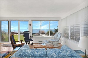 House, Multiple Beds, Balcony, Ocean View (Shore Thing) | Living area | 42-inch flat-screen TV with digital channels - 3BR Oceanfront on Nubble Cliffs! (York Beach)