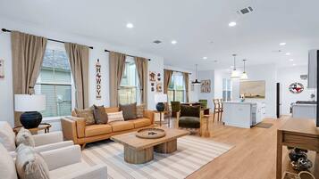 House, Multiple Beds, Patio, Garden View (Chic Modern Farm Haus) | Living area | 50-inch flat-screen TV with digital channels