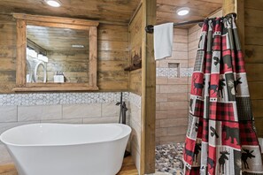 Cabin, Multiple Beds, Hot Tub, Mountain View (Koda Bears Cabin) | Bathroom | Hair dryer, towels - Mountain Retreat w/ Hot Tub & Games! Sleeps 10! (Sevierville)