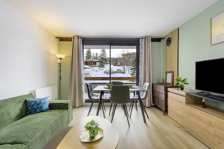 TV, DVD player, ping pong, stereo. Apartment 'Au Pied Des Pistes Le Corbier 73' with Mountain View, Private Terrace and Wi-Fi