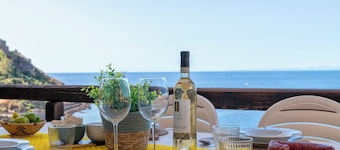Holiday Home 'The Terrace Above The Sea' with Sea View, Private Terrace and Air Conditioning