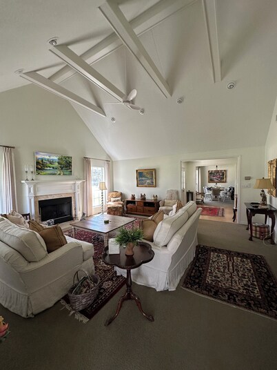 3 bed, 3 bath ranch house in Round Top, TX main square with large porch & views.