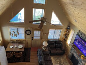 Smart TV, fireplace, DVD player, video library