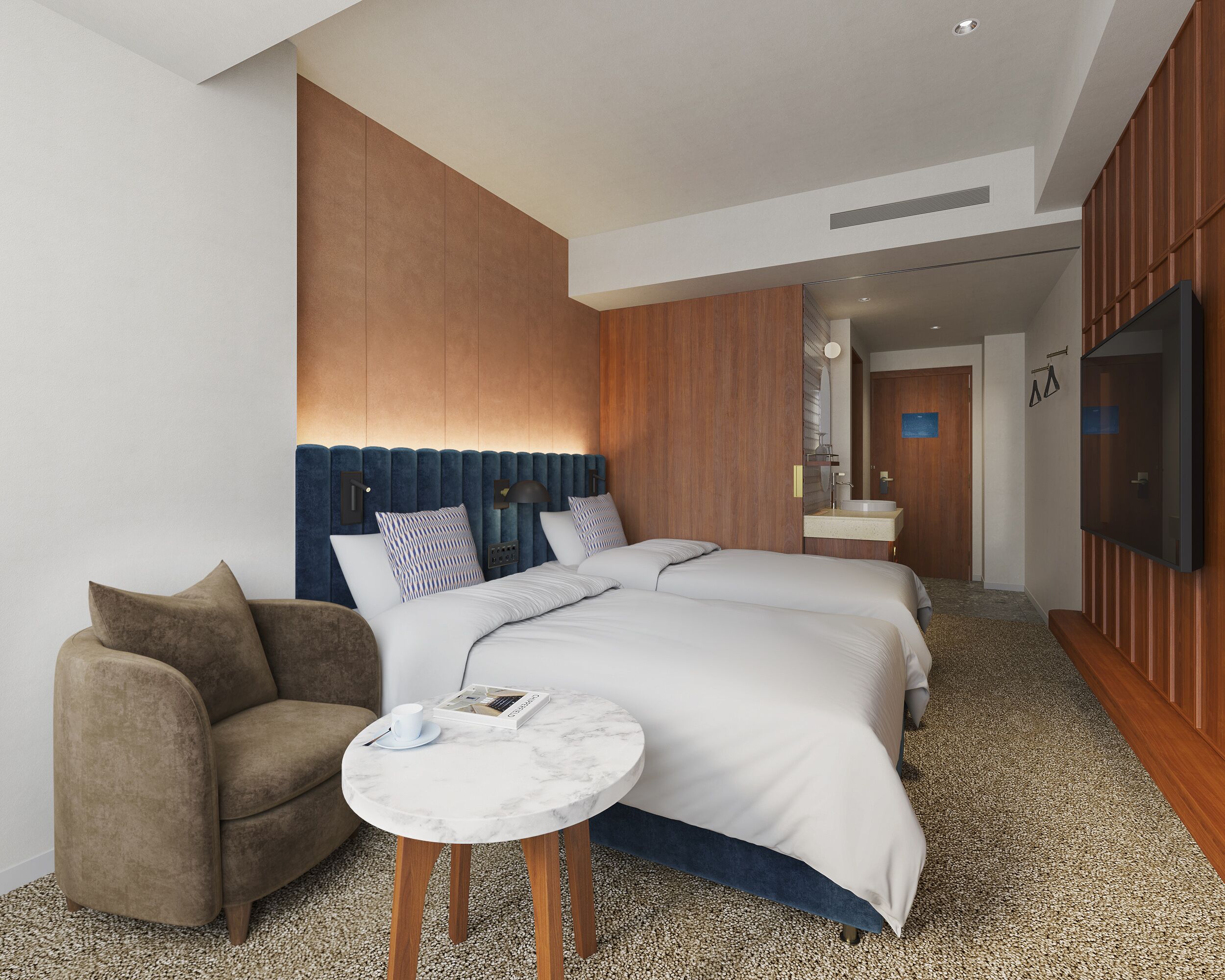 マーク  スタンダードツイン (駐車場無料,フリーフロー,12時チェックアウト) 禁煙 | ミニバー (無料)、セーフティボックス (室内)、遮光カーテン、アイロン / アイロン台