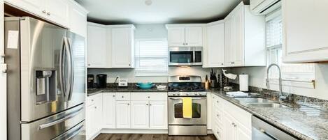 Fridge, microwave, oven, dishwasher