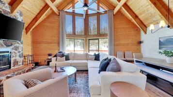 TV, fireplace, video games, offices