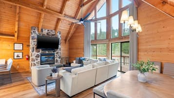 TV, fireplace, video games, offices