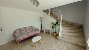 Smart-tv, een dvd-speler, een tafeltennistafel en boeken